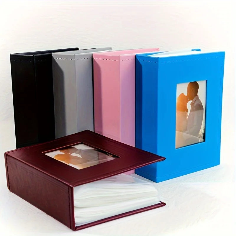 Premium Leather album - holds up to 100 4X6 "photos with front window for family, wedding and baby photos