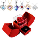 Gift for women, gift box with eternal rose and heart necklace, jewelry box