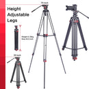Miliboo Tripod for Camera, 75.98” Video Tripod Stand 360° Pan&-75°/+90° Tilt Head Quick Release Mid-Level Spreader MTT602II-AL