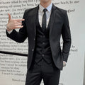 Suit (Blazer+ Vest + Pants) Men's Business Gentleman Fashion Slim Work Solid Color Plus Size Fair Dress Wedding Best Man Suit - BUY ABROAD NOW
