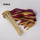 Wedding wand set with fuchsia and pink ribbon and gold bells