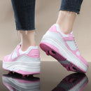 Four wheel roller shoes Boys girls. walking shoes Casual outdoor sports slide and shrink  students pulleys shoes