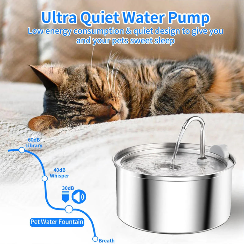 Stainless Steel Cat Water Fountain Automatic Cat Drinker Drinking Fountain For Cats Dogs Pet Water Dispenser Accessories