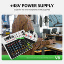 FROKET V8 Audio Mixer DJ Controller Mixing Bluetooth Phantom Power Delay Repaeat Effect  For Sound Mixing Console PC Recording