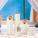 cylindrical centerpiece stands for party table decorations.