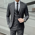 Suit (Blazer+ Vest + Pants) Men's Business Gentleman Fashion Slim Work Solid Color Plus Size Fair Dress Wedding Best Man Suit - BUY ABROAD NOW