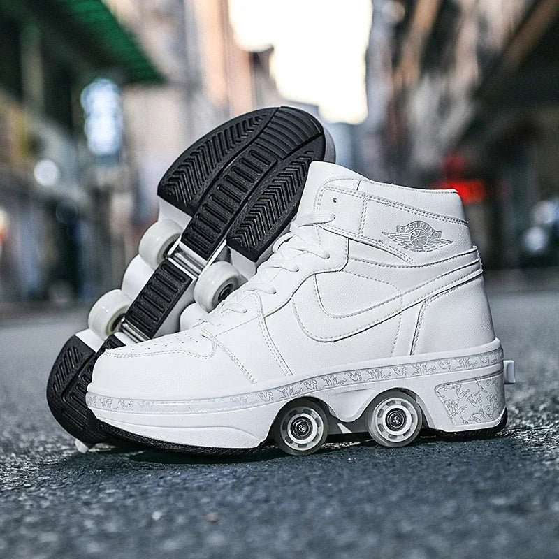 NEW children's sports roller skates deformation shoes 4 four-wheeled roller skates adult runaway shoes student deformation wheel