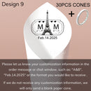 Personalized wedding confetti cones with names and date,