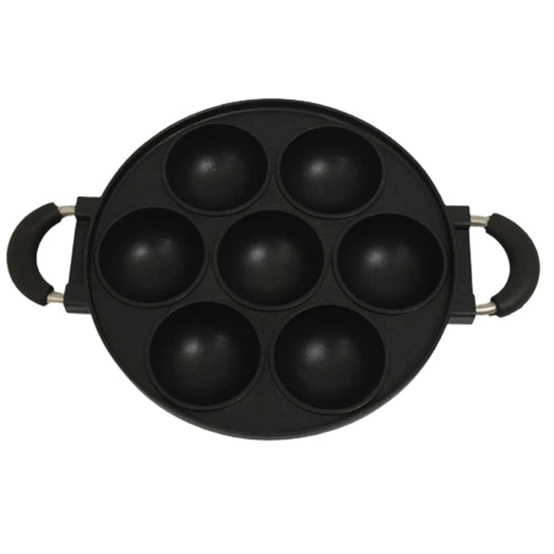 Cake Pan Cast Iron Omelette Pan Non-Stick Cooking Pot Breakfast Egg Cooker Cake Mold Kitchen Cookware Kitchenware. -7 Hole Cooking