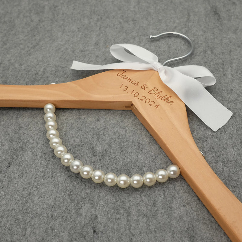 Wooden wedding hanger, personalized wedding dress hanger, hanger set,