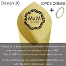 Personalized wedding confetti cones with names and date,