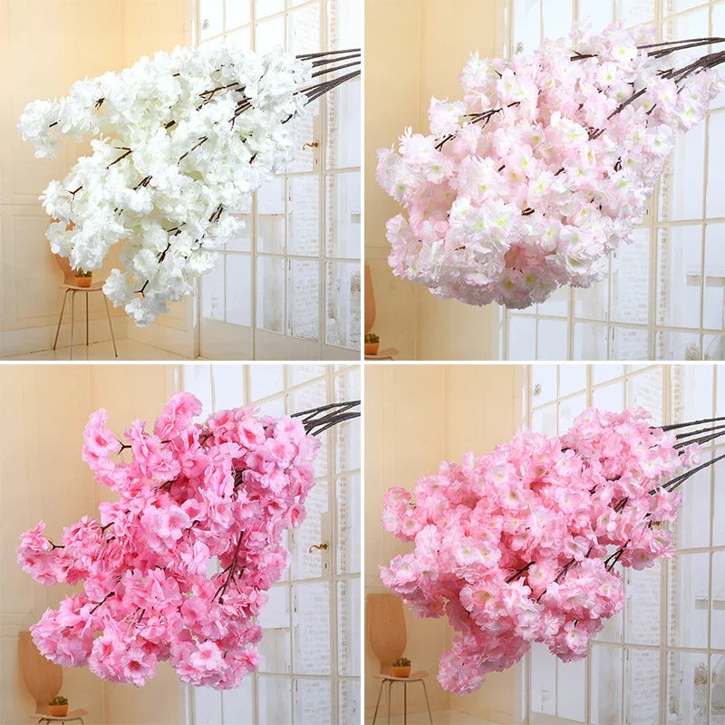 Wedding arch decoration with artificial silk cherry blossom branches