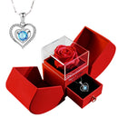 Gift for women, gift box with eternal rose and heart necklace, jewelry box