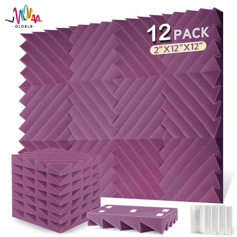 Studio Acoustic 12 Pcs, Self-adhesive Acoustic Insulation Wall Panels Foam Padding, Musical Recording Studio Home Decoration