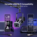 FIFINE Dynamic XLR Microphone Kit with Boom Arm for Mixer,Gaming USB Mic Set with RGB,Volume Control for PC PS5/4 AmpliGame AM8T
