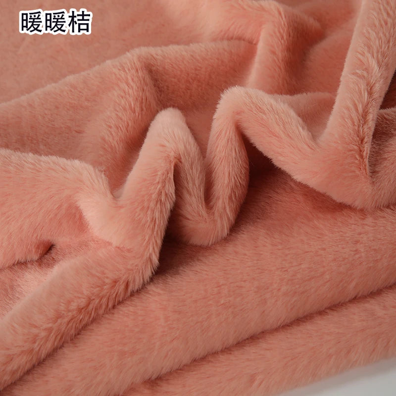 Plain Faux Fur Fabric Smooth Clothes Coats Dolls Sewing Thickened Imitation  Rabbit Plush Textile Soft Silky.