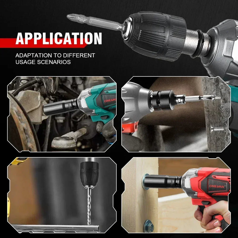 ONEVAN Electric Impact Wrench Hexs Socket Adapter Kit 1/2" Drill Chuck Drive Set for Electric Wrench Screwdriver Standard Socket