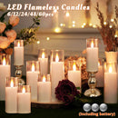 Battery-operated acrylic glass LED candles, flameless candles, flickering candles