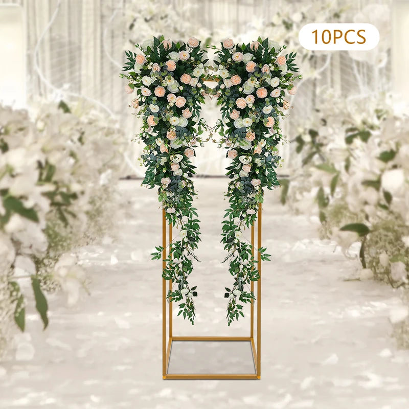 Gold metal pieces with rectangular frame for wedding backdrop, birthday party arch
