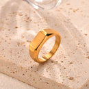 Stainless Steel Signet Ring for Men Women,Gold Silver Color Band Ring Pinky Ring Cool Finger Ring,Simple Jewelry Gift for Him