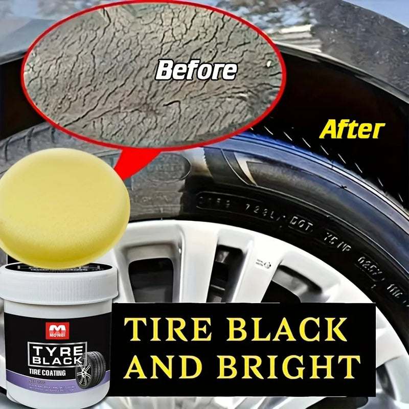 Tire Blackening Coating Wax - Hydrating Luster and Protection, Anti-Aging Tire Care Coating with Sponge Applicator