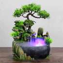 Led Lights Resin Rockery Flowing Water Fountain Lucky Feng Shui Wheel Office Desktop Ornaments With Nebulizer Home Decoration