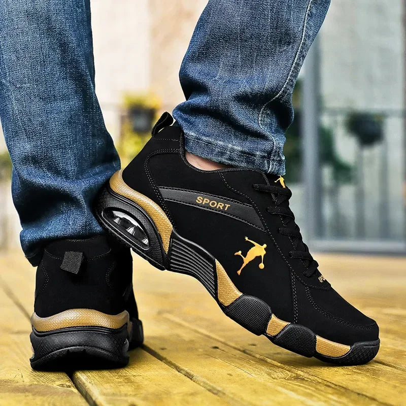 Outdoor Men's Running Sneakers. Comfortable Leather Mesh Walking Shoes Male Jogging Trainers.