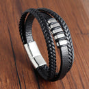 Charm Braid Rope Bracelet For Men Stainless Steel Magnetic Buckle Genuine Leather Bracelets & Bangles Male Female Jewelry