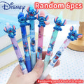 Random 6pcs Disney Anime Stitch Erasable Blue Gel Pen Kawaii Stitch Pen Stationery School Office Supplies Gifts
