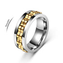 Anti Stress Stainless Steel Ring For Men Gear Chain Rotating Anxiety Relief Spinning Fidget Rings Punk Jewelry Bague Homme
