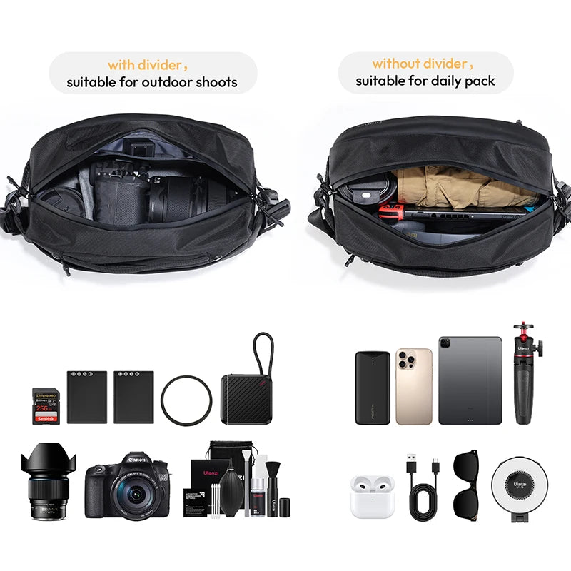 Ulanzi PB038 Travel Sling Bag V2 Compact Photography Chest Bag Waterproof Lightweight Carry Casual Bag for Camera Photography