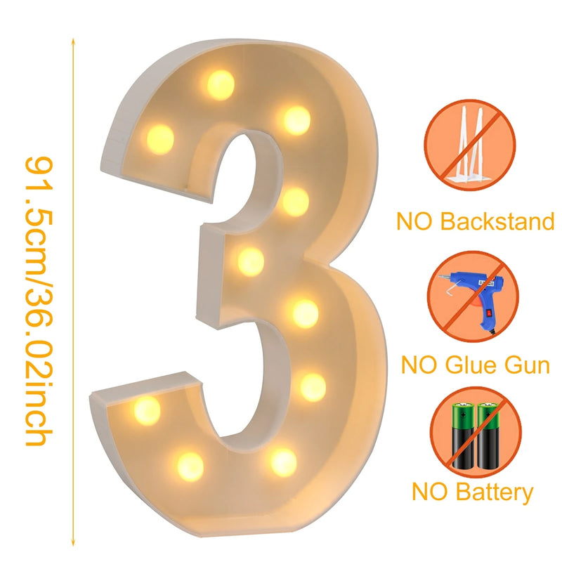 Giant LED Light Up Birthday Number Figure for 1st Birthday, Anniversary, Wedding,