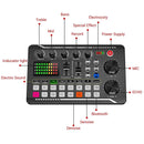 F998/V8S Sound Card Microphone Sound Mixer Live Sound Card Board Audio Mixing Console Amplifier Live Broadcast Podcast Condenser