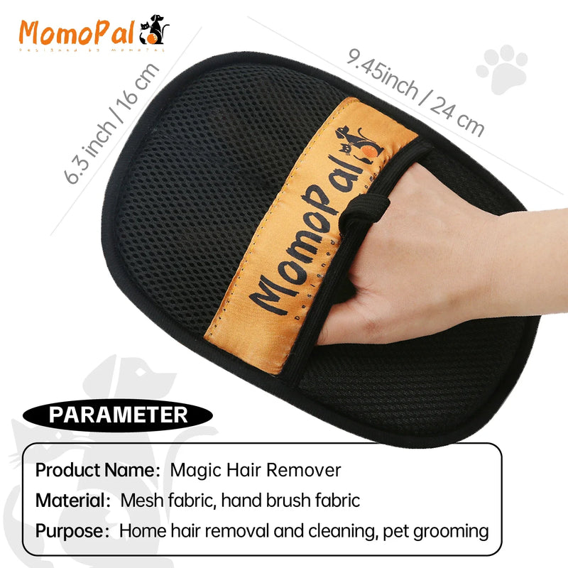 Pet Grooming Gloves Cats Hair Brush Pet Removal Gloves Dual Brush Static-Free Cat Cleaning Tool Hair Stripping Mitts