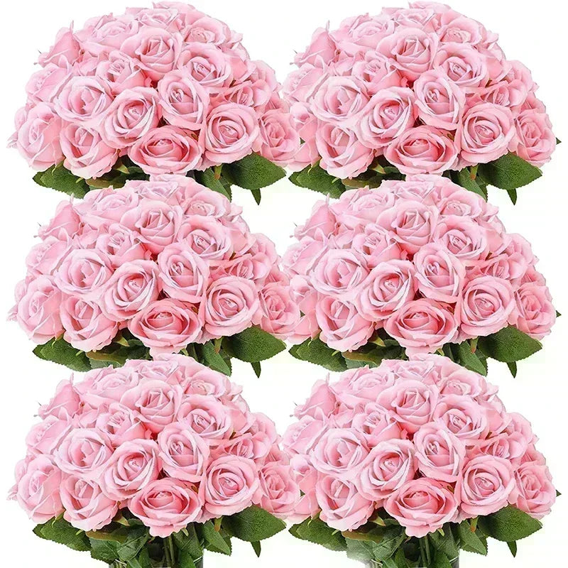 Bouquet of real looking artificial silk roses