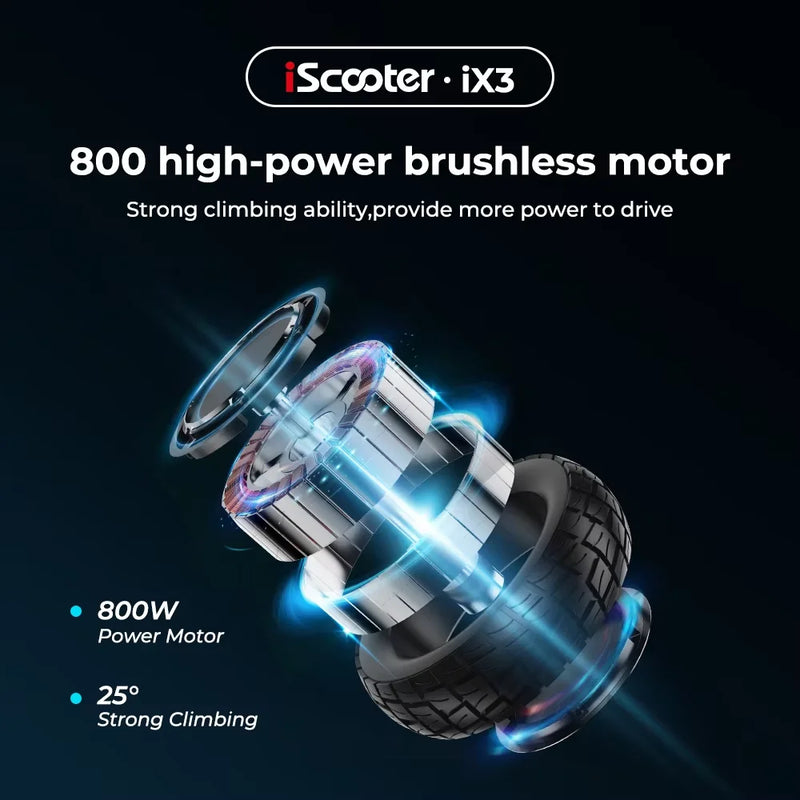 Electric iScooter iX3 800W Powerful 40KM Range 10inch Off Road Tire Electric Kick Scooter 10Ah 40KM/H Scooter for Adults
