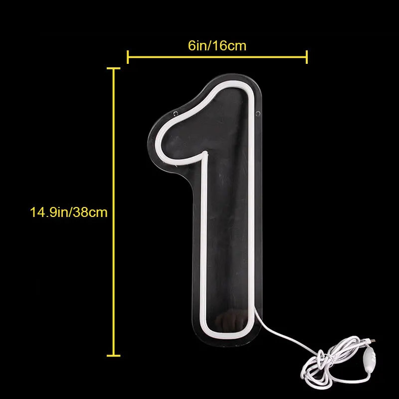 Neon Sign with Numbers for Birthday, Acrylic Lights