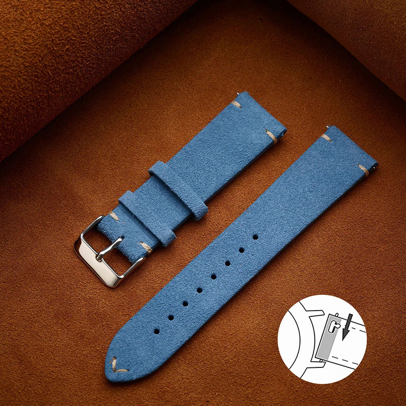 Quick Release Soft Suede Strap 14mm 16mm 18mm Wristband 20mm 22mm Brown Watch Bands Calfskin Bracelet Women&Men Accessories