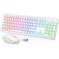 Wireless Keyboard and Mouse Combo RGB Backlit, Rechargeable Light Up Letters, Full-Size, Ergonomic, Sleep Mode, 2.4GHz - BUY ABROAD NOW