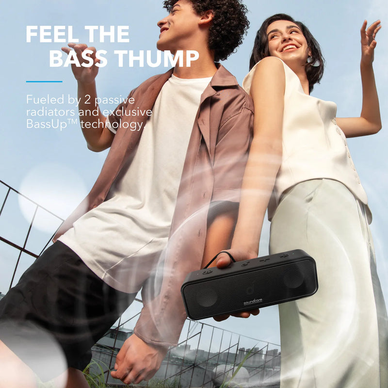 Sound core 3 from Anker: Bluetooth 5.0 loudspeaker, 24 Hours Playtime, IPX7 Waterproof Stereo Sound with Titanium Membrane Tre