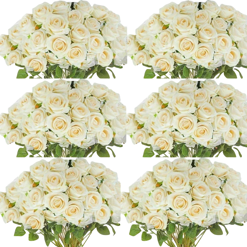 Bouquet of real looking artificial silk roses