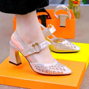 New summer high heel sandals with thick gauze with net,