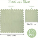 100 Pcs Cocktail Napkins, 2-Ply 5 x 5 Inches Disposable Scalloped Napkins, Thick Premium Dessert Napkins