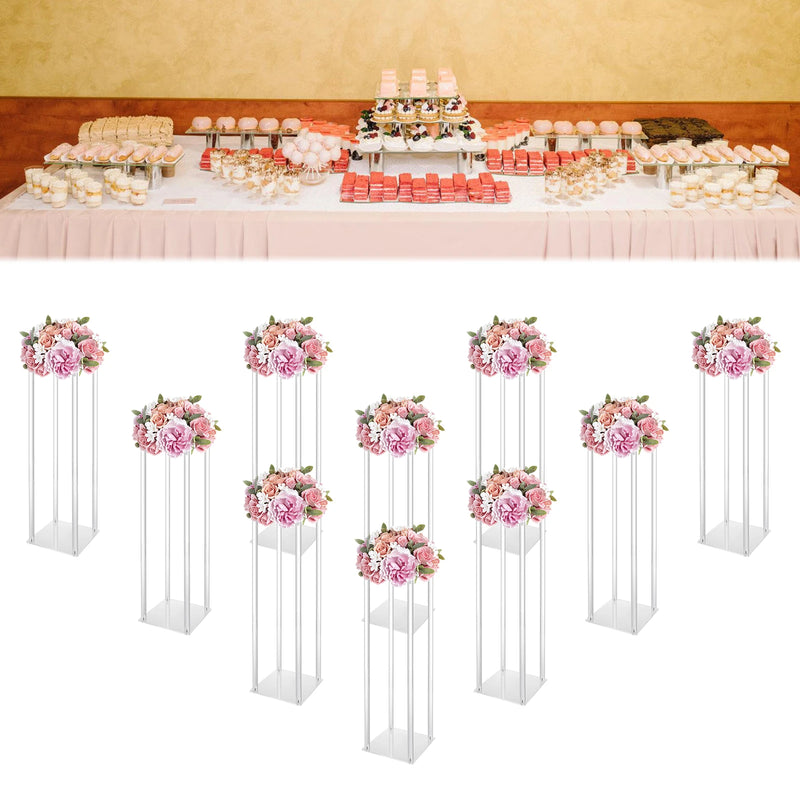 Acrylic Wedding Vase Set, Tall Flower Stands, Clear Column