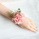 Bride groom wedding accessories wrist corsage bracelet cuff flower bridesmaid boutonniere Men Pins Silk Roses Artificial Flowers