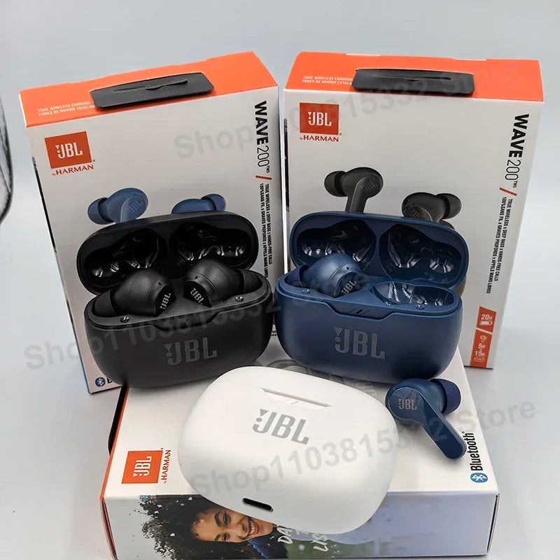 Wireless Earbuds True Headset JBL W200 TWS Bluetooth 5.0 Earphones Sports Headphones With Mic. - Original JBL Wave 200TWS