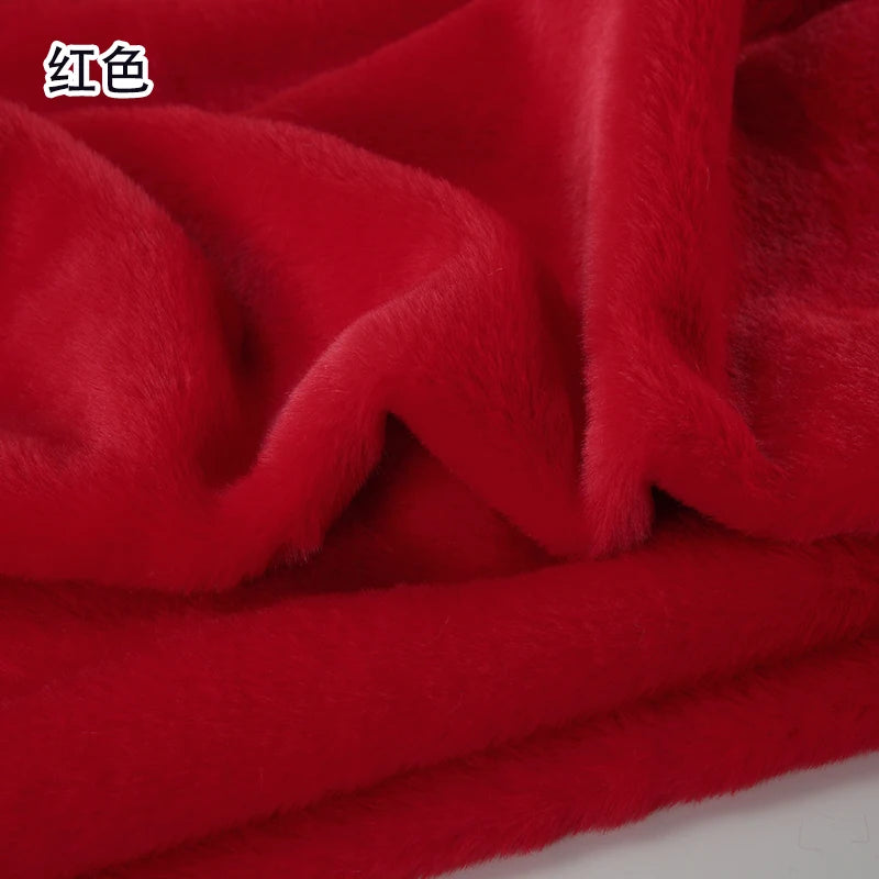 Plain Faux Fur Fabric Smooth Clothes Coats Dolls Sewing Thickened Imitation  Rabbit Plush Textile Soft Silky.