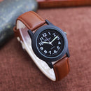 Fashion leather strap watches for woman man children boys young students 12hours quartz waterproof watches clock. - 2025