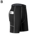 New Men‘s Compression Short Pants Elastic Quick Dry Running Fitness Shorts With Pocket Big Size Black Tight Gym Training Pants