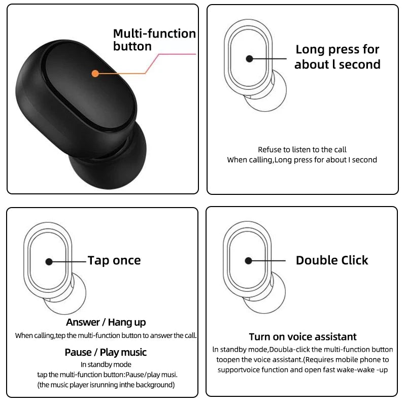 New i Airdots 2 Wireless Bluetooth Headset with Mic Earbuds Airdots 2 Fone Bluetooth Earphones Wireless Headphones. - Xiaomi Redm